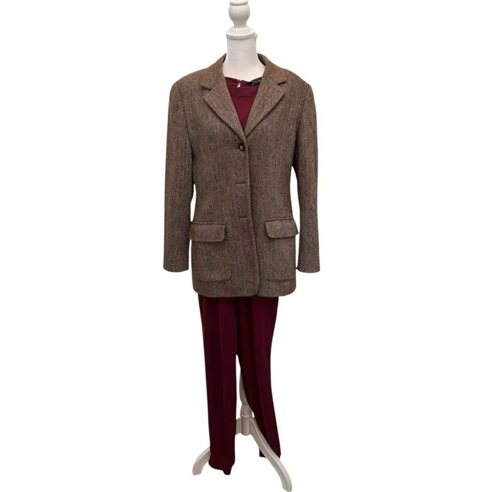 NWT Pretty Garden size small long sleeve elastic waist pockets burgundy jumpsuit